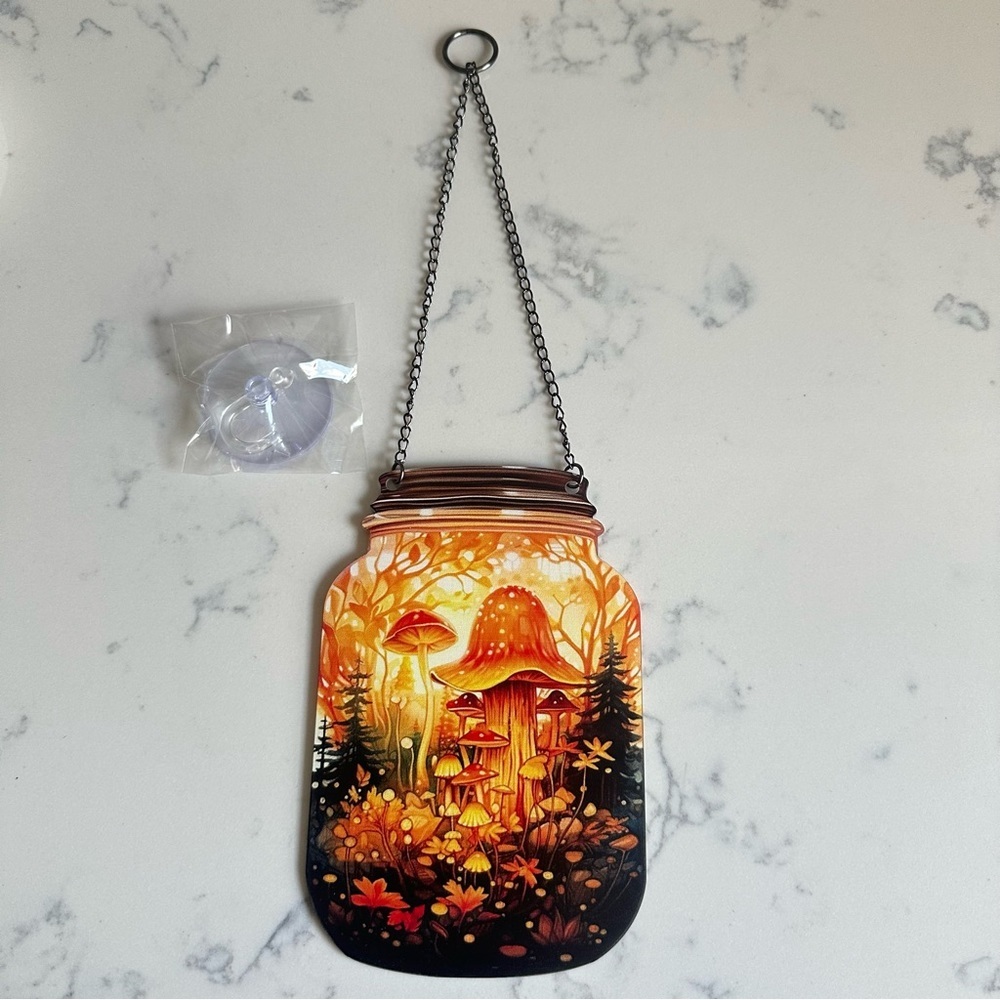 Mushroom Fantasy Painted Acrylic Mason Jar Suncatcher
Hanging Cottage Home Decor - Picture 6 of 10